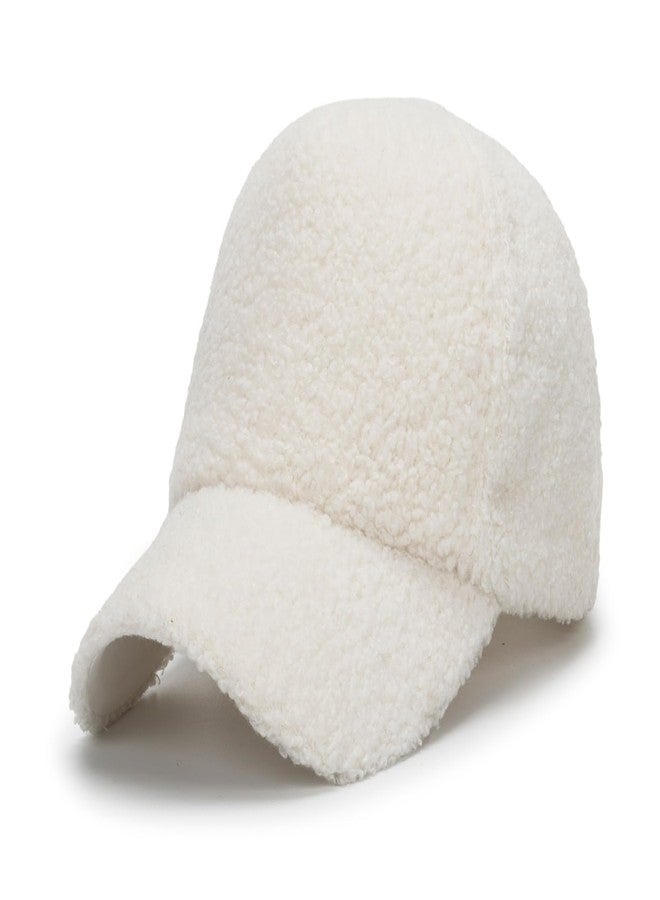Vikodah Faux-Sherpa-Baseball-Hat for Women & Men Winter Warm Faux Shearling Baseball Cap Teddy-Fleece Hip-Hop Cap White - Image 1